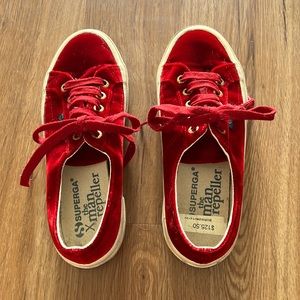 Superga  the Xman repeller red velvet sneakers